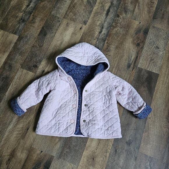 12M Baby Quilted Reversible Jacket – Blue & Pink – Snap Buttons – EUC - Picture 1 of 7